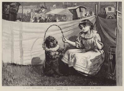 Een laatste repetitie in Epsom, het favoriete paard door zijn passen laten gaan door John Robertson Reid